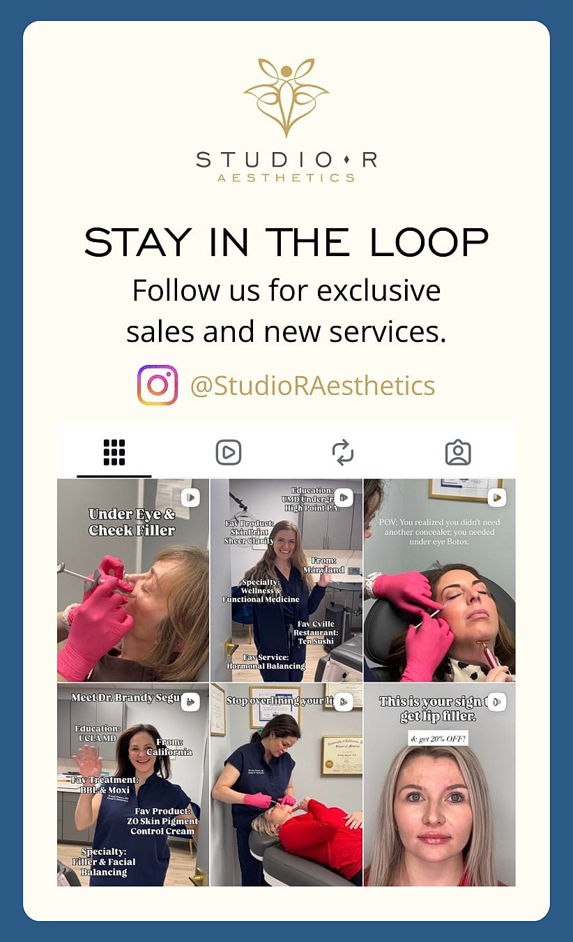 Aesthetic treatments and promotions from Studio R.